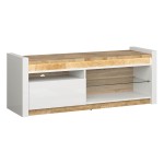TV unit ALAMEDA 147 cm, 1 drawer, white high gloss with oak