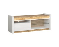 TV unit ALAMEDA 147 cm, 1 drawer, white high gloss with oak