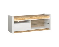 TV unit ALAMEDA 147 cm, 1 drawer, white high gloss with oak