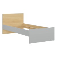 Bed NANDU 90 x 200, grey with oak