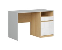 Desk NANDU 120 cm, 1 door and 1 drawer, grey with oak