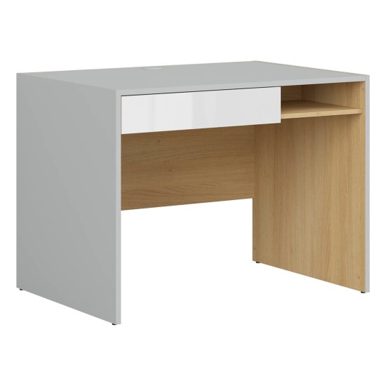 Desk NANDU 100 cm, 1 drawer, grey with oak