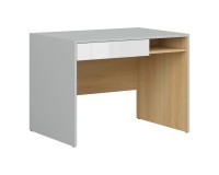 Desk NANDU 100 cm, 1 drawer, grey with oak