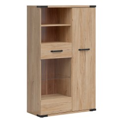 Bookcase LARA 90 cm, 1 door and 1 glass door, belarus ash