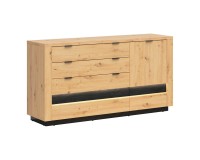 Chest of drawers OSTIA 161 cm, 1 door and 4 drawers, artisan oak with black oak