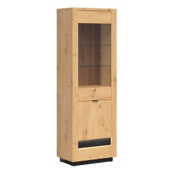Display cabinet OSTIA 66 cm, 1 door and 1 glass door, artisan oak with black oak