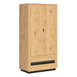 Wardrobe OSTIA 100 cm, 2 doors and 2 drawers, artisan oak with black oak