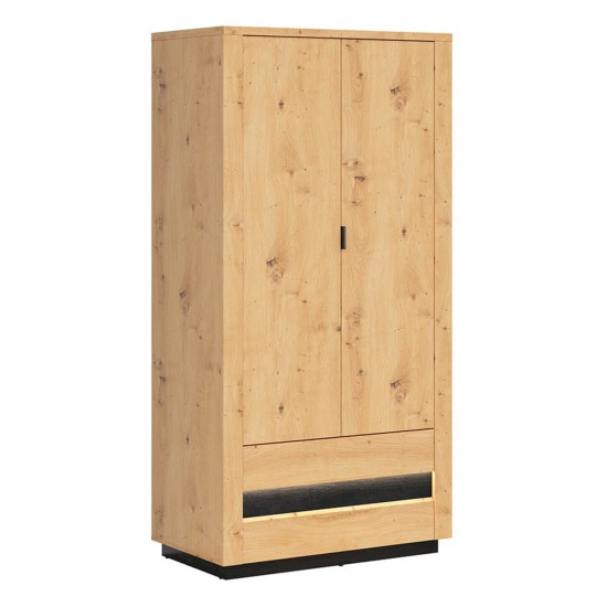 ארון בגדים OSTIA 100, 2 דלתות ו 2 מגירות, אלון ארטיסן עם אלון שחור ארון בגדים OSTIA 100, 2 דלתות ו 2 מגירות, אלון ארטיסן עם אלון שחור