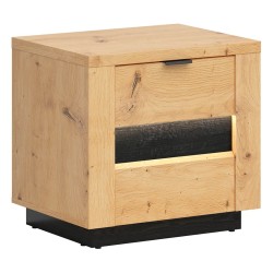 Bedside table OSTIA 54 cm, 2 drawers, artisan oak with black oak