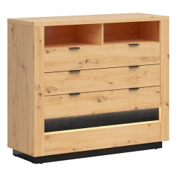 Chest of drawers OSTIA 116 cm, 4 drawers, artisan oak with black oak