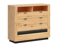 Комод OSTIA 116 см, 4 ящика, дуб артисан с дубом чёрным
