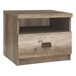 Bedside table MALCOLM 50 cm, 1 drawer, oak with grey