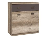 Chest of drawers MALCOLM 80 cm, 2 doors and 1 drawer, oak with grey