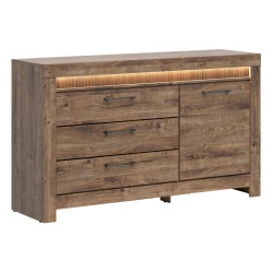 Комод TORIN 157 см, 1 дверь и 3 ящика, дуб