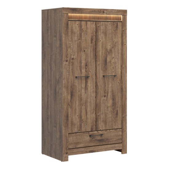 Wardrobe TORIN 102 cm, 2 doors and 1 drawer, oak