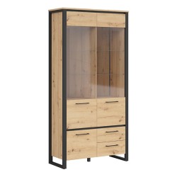 Display cabinet DODSON 100 cm, 2 glass doors, 1 door and 2 drawers, artisan oak with black Display cabinet DODSON 100 cm, 2 glass doors, 1 door and 2 drawers, artisan oak with black