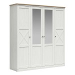 Wardrobe FRIJA 203 cm, 2 doors, white andersen pine with artisan oak