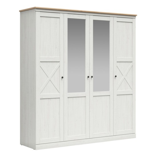Wardrobe FRIJA 203 cm, 2 doors, white andersen pine with artisan oak Wardrobe FRIJA 203 cm, 2 doors, white andersen pine with artisan oak