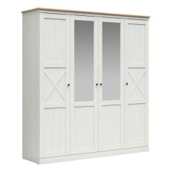 Wardrobe FRIJA 203 cm, 2 doors, white andersen pine with artisan oak
