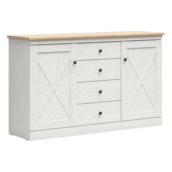 Chest of drawers FRIJA 153 cm, 2 doors and 4 drawers, white andersen pine with artisan oak Chest of drawers FRIJA 153 cm, 2 doors and 4 drawers, white andersen pine with artisan oak