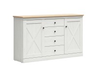 Chest of drawers FRIJA 153 cm, 2 doors and 4 drawers, white andersen pine with artisan oak Chest of drawers FRIJA 153 cm, 2 doors and 4 drawers, white andersen pine with artisan oak