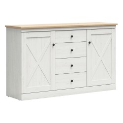 Chest of drawers FRIJA 153 cm, 2 doors and 4 drawers, white andersen pine with artisan oak