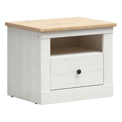 Bedside table FRIJA 58 cm, 1 drawer, white andersen pine with artisan oak