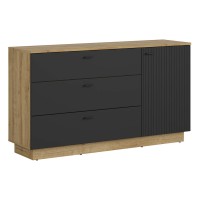 Комод ZENDA 150 см, 1 дверь и 3 ящика, дуб с чёрным