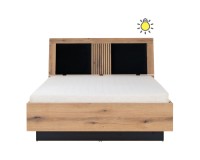 Кровать ARIS 140 x 200, с ящиком для белья, дуб эвок и чёрный