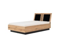 Кровать ARIS 140 x 200, с ящиком для белья, дуб эвок и чёрный