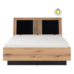 Кровать ARIS 180 x 200, с ящиком для белья, дуб эвок и чёрный