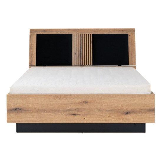 Кровать ARIS 180 x 200, с ящиком для белья, дуб эвок и чёрный