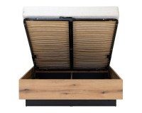 Кровать ARIS 180 x 200, с ящиком для белья, дуб эвок и чёрный
