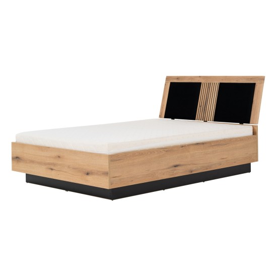 Кровать ARIS 180 x 200, с ящиком для белья, дуб эвок и чёрный