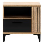 Bedside table ARIS 52 cm, 1 drawer, left or right, evoke oak with black gloss