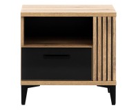 Bedside table ARIS 52 cm, 1 drawer, left or right, evoke oak with black gloss