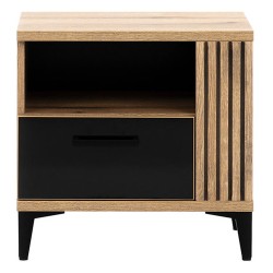 Bedside table ARIS 52 cm, 1 drawer, left or right, evoke oak with black gloss Bedside table ARIS 52 cm, 1 drawer, left or right, evoke oak with black gloss
