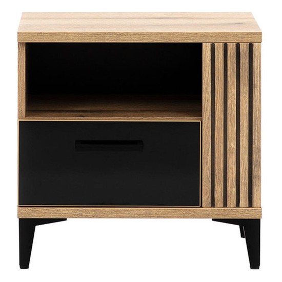 Bedside table ARIS 52 cm, 1 drawer, left or right, evoke oak with black gloss