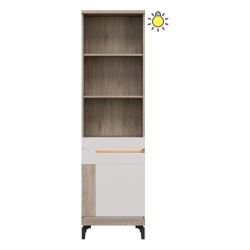 Шкаф книжный ASTON 55 см, 1 дверь, дуб кремона и кашемир, фасады кашемир и дуб кремона