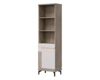 Шкаф книжный ASTON 55 см, 1 дверь, дуб кремона и кашемир, фасады кашемир и дуб кремона