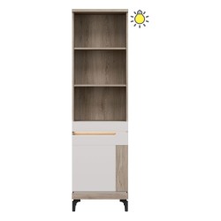 Шкаф книжный ASTON 55 см, 1 дверь, дуб кремона и кашемир, фасады кашемир и дуб кремона