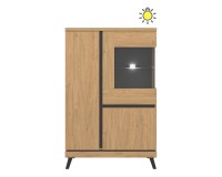 Сервант ATE 92 см, 3 двери, дуб каменный и чёрный, фасады дуб каменный Сервант ATE 92 см, 3 двери, дуб каменный и чёрный, фасады дуб каменный