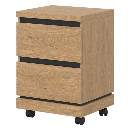 Mobile pedestal ATE 44 cm, 2 drawers, stone oak and black with stone oak fronts Mobile pedestal ATE 44 cm, 2 drawers, stone oak and black with stone oak fronts