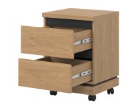 Mobile pedestal ATE 44 cm, 2 drawers, stone oak and black with stone oak fronts Mobile pedestal ATE 44 cm, 2 drawers, stone oak and black with stone oak fronts