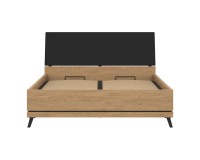 Кровать ATE 140 x 200, с ящиком для белья, дуб каменный и чёрный