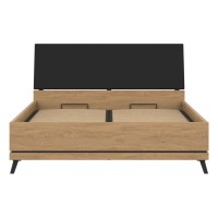 Кровать ATE 140 x 200, с ящиком для белья, дуб каменный и чёрный
