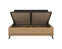 Кровать ATE 140 x 200, с ящиком для белья, дуб каменный и чёрный