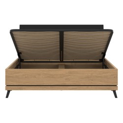 Кровать ATE 140 x 200, с ящиком для белья, дуб каменный и чёрный Кровать ATE 140 x 200, с ящиком для белья, дуб каменный и чёрный