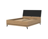 Кровать ATE 180 x 200, с ящиком для белья, дуб каменный и чёрный