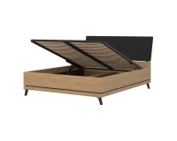 Кровать ATE 180 x 200, с ящиком для белья, дуб каменный и чёрный